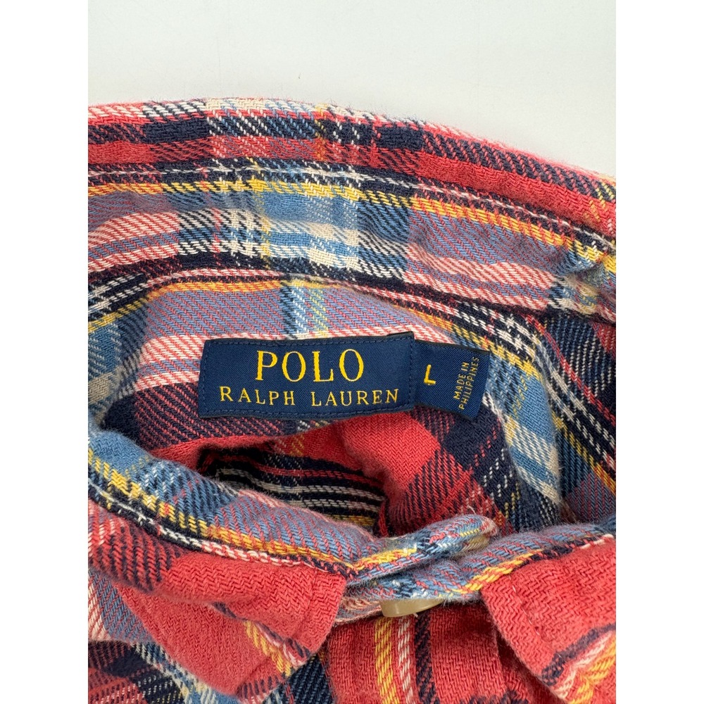 Polo Ralph Lauren Men's Plaid Leather Elbow Patch Button Up Shirt, Large AWESOME